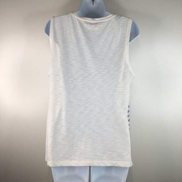 NWT Chico's Weathered Stripe Blue and White Sequined Tank Top Size 2 - Picture 8 of 11